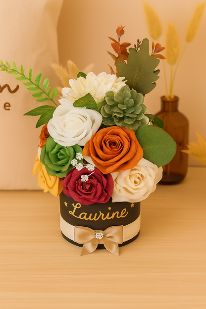 🌸 Petit pot fleuri personnalisé – Composition florale en tissu