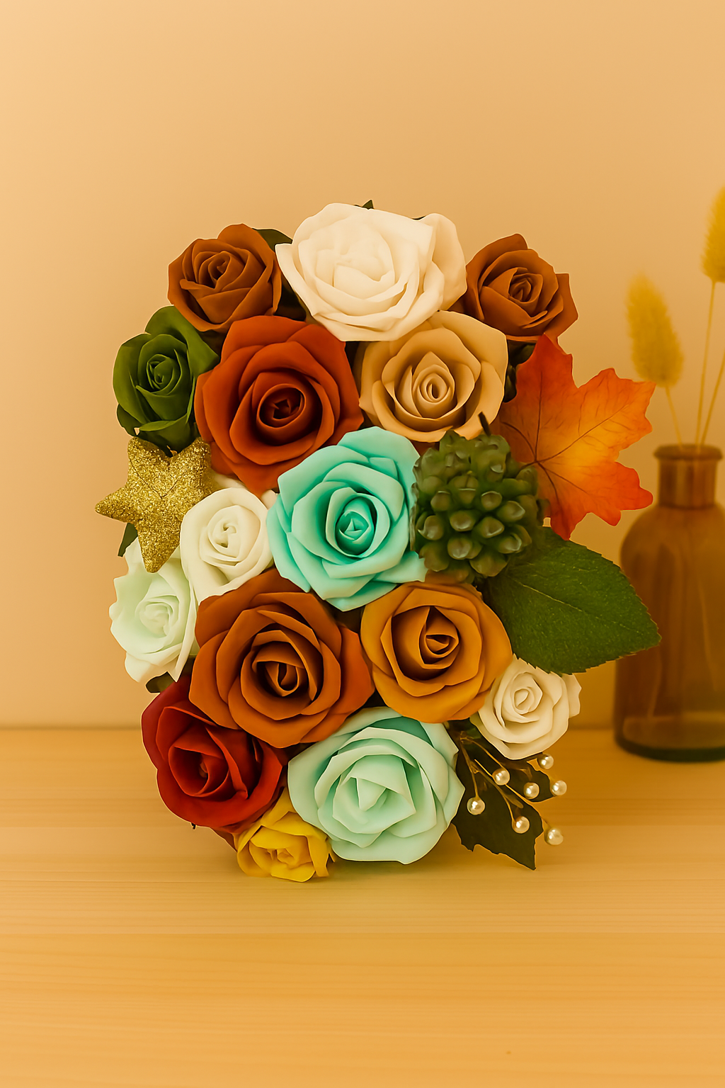 🌸 Jardinière en résine & composition florale en tissu – Création artisanale