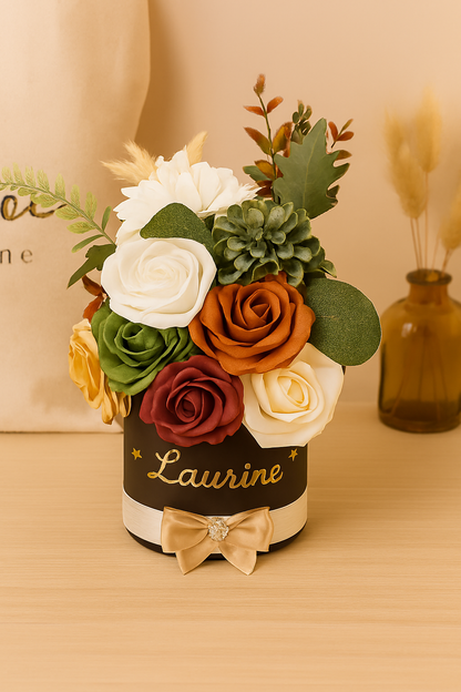 🌸 Petit pot fleuri personnalisé – Composition florale en tissu