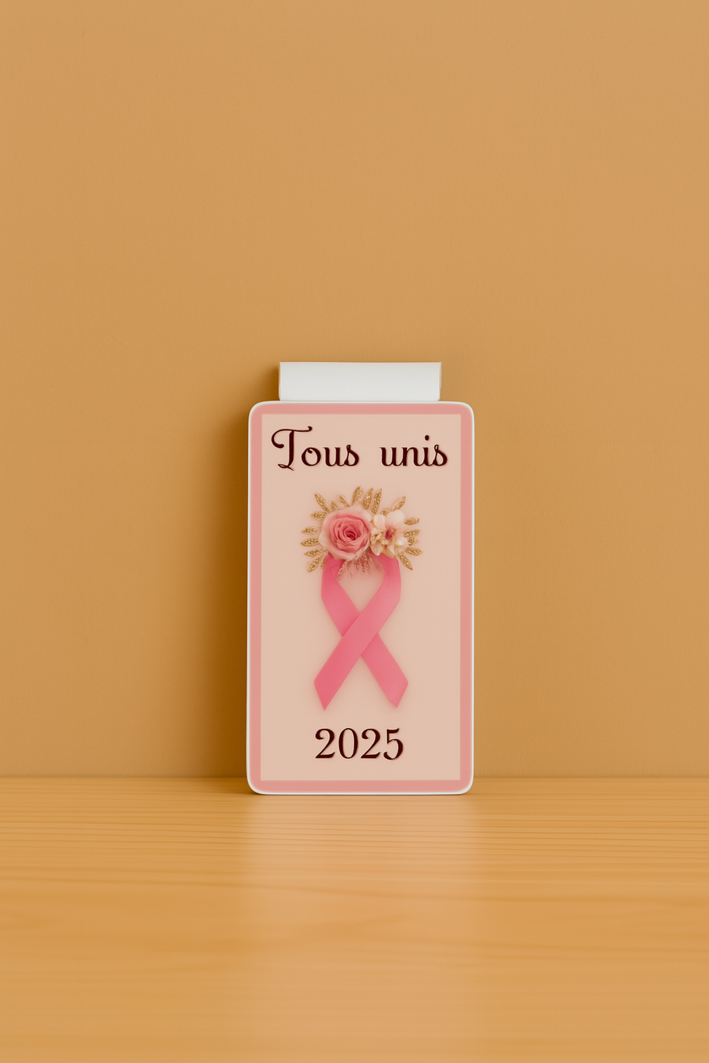 Marque-page aimanté “Tous Unis” – Ruban Rose (Édition 2025)
