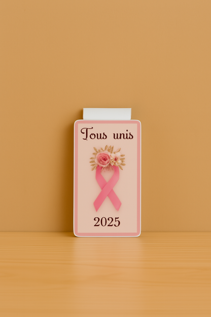 Marque-page aimanté “Tous Unis” – Ruban Rose (Édition 2025)