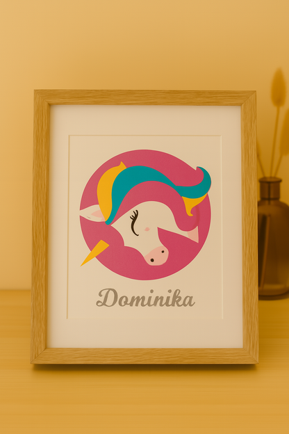 🌸 Licorne 3D personnalisée en papier cartonné – Cadre 30×30 cm couleur aléatoire