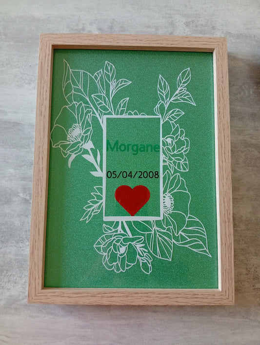 🌸 Cadre personnalisé – Souvenir fleuri en flex