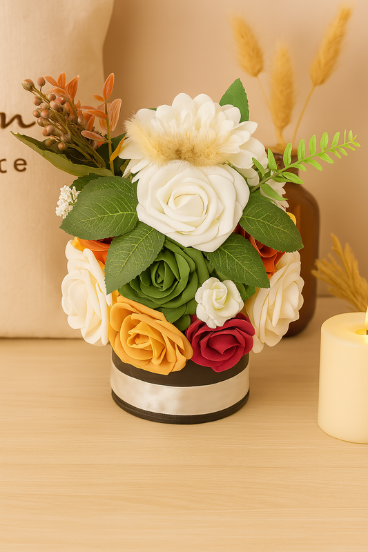 🌸 Petit pot fleuri personnalisé – Composition florale en tissu