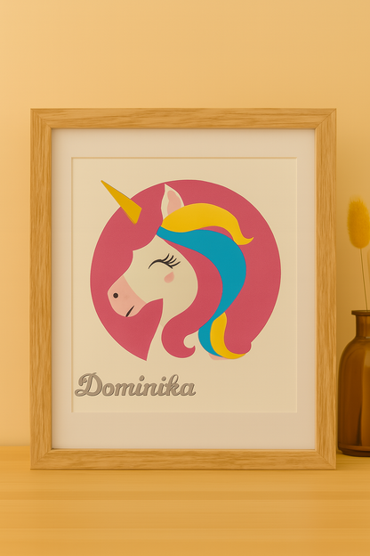 🌸 Licorne 3D personnalisée en papier cartonné – Cadre 30×30 cm couleur aléatoire