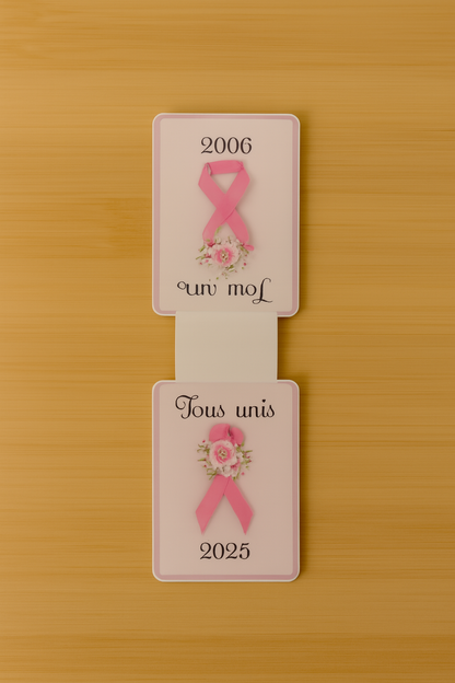 Marque-page aimanté “Tous Unis” – Ruban Rose (Édition 2025)
